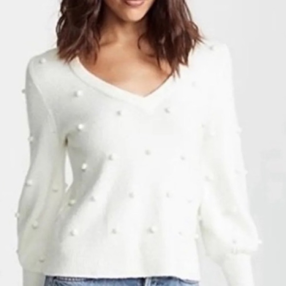 Madewell Bobble Dashboard winter white V-Neck wool blended cozy yarn sweater - Picture 1 of 14